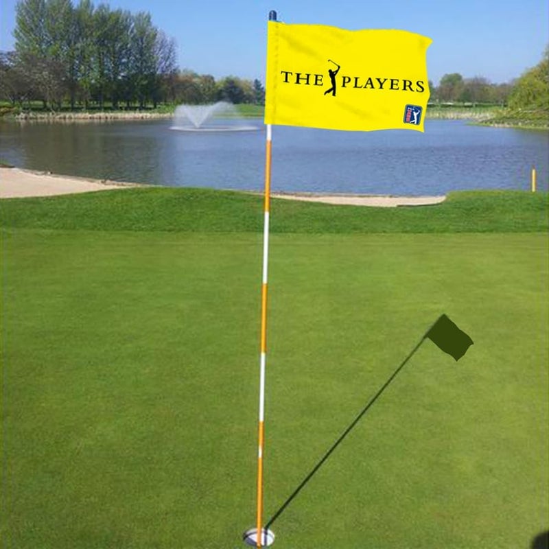 2BUT Golf Players Golf Pin PGA Flag Practic Putting Green Golf Flag For Backyard Garden Double-Sewn 600D Nylon Miniature Pin Flag Regulation Tube Flag (Yellow 20"x13") - Image 4
